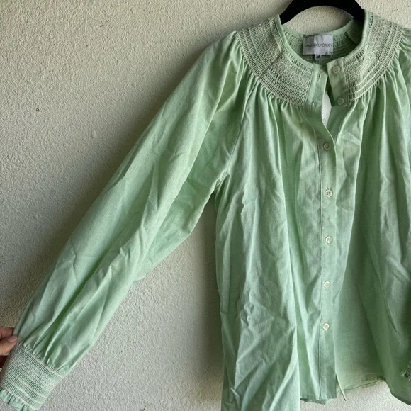 NWT Maria de la Orden Light Green Button Front Top Blouse - Picture 7 of 7